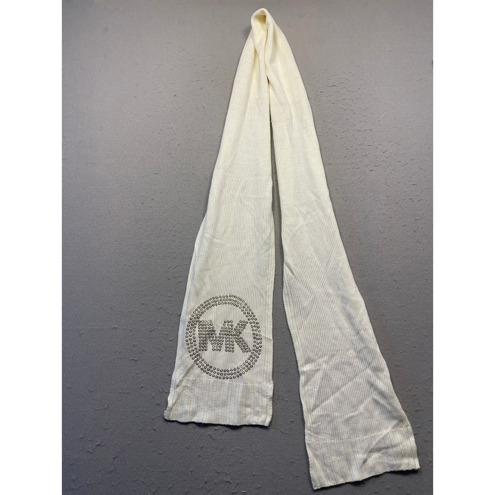 Michael Kors Scarf Acrylic Knit Grommet Logo Cream OS Womens